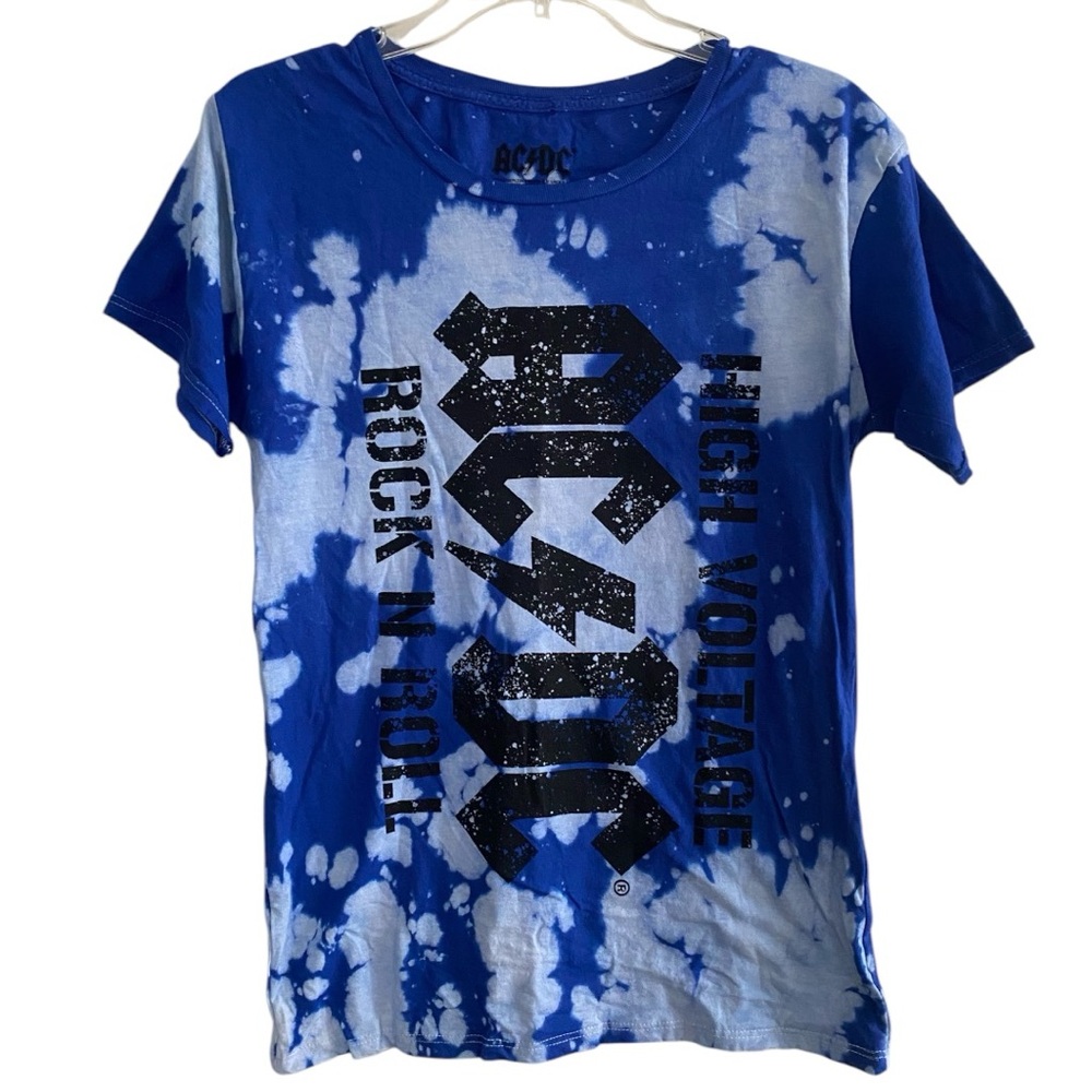 AC/DC New Blue Tie Dye Band Tee Rock Rocker Concert Music